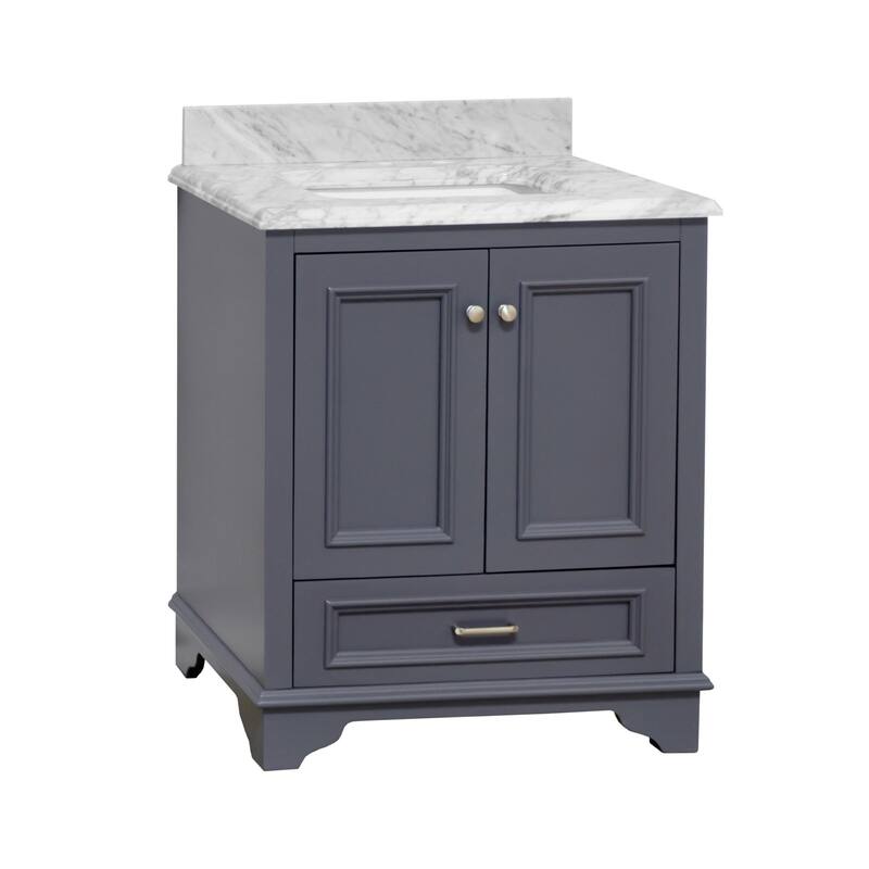 KitchenBathCollection Nantucket 30" Bathroom Vanity with Carrara Marble Top