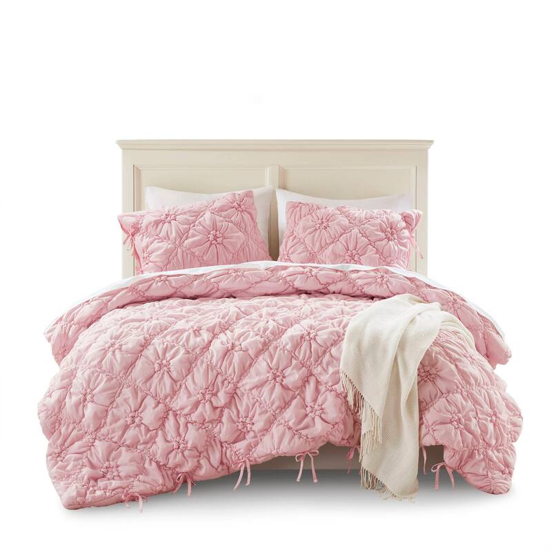 Rossetta 3-Piece King Extured Floral Cozy Puffy Design Comforter Set