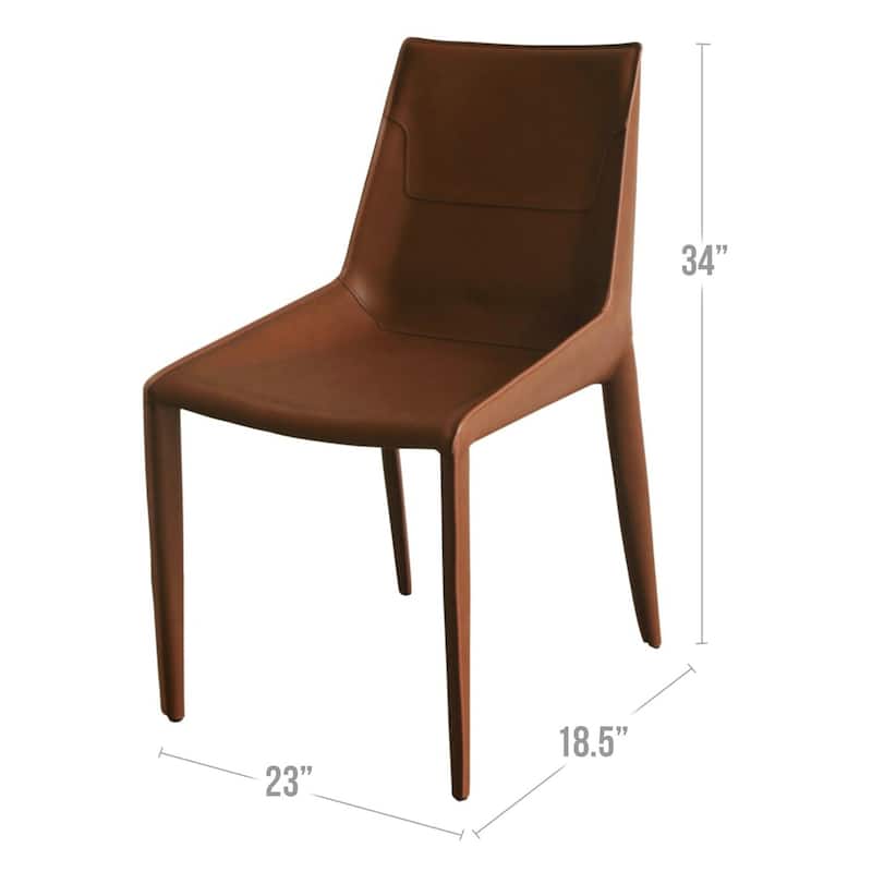 Brown/Brown Faux Leather Upholstered Wood Frame Dining Chair, Set of 2, Sturdy Dining Chair for Dining Rooms - 21.75