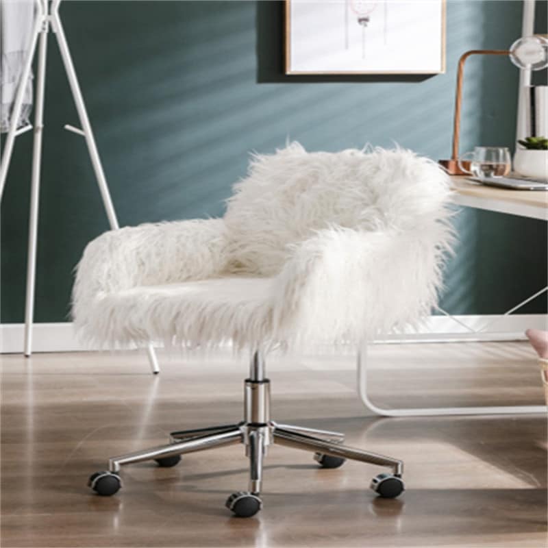 Fluffy white desk hot sale chair
