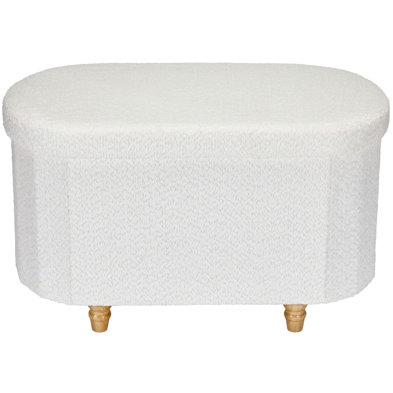 Brown Boucle Storage Ottoman Bench with Hidden Storage and Seat Top - Brown - Large