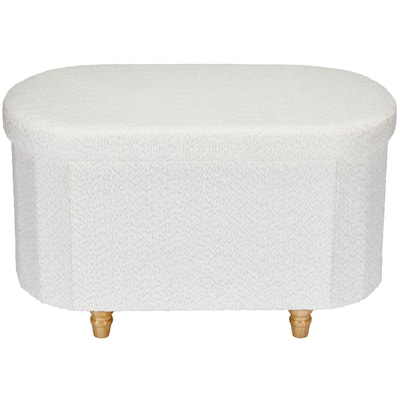 Ivory Boucle Storage Ottoman Bench with Hidden Storage and Seat Top