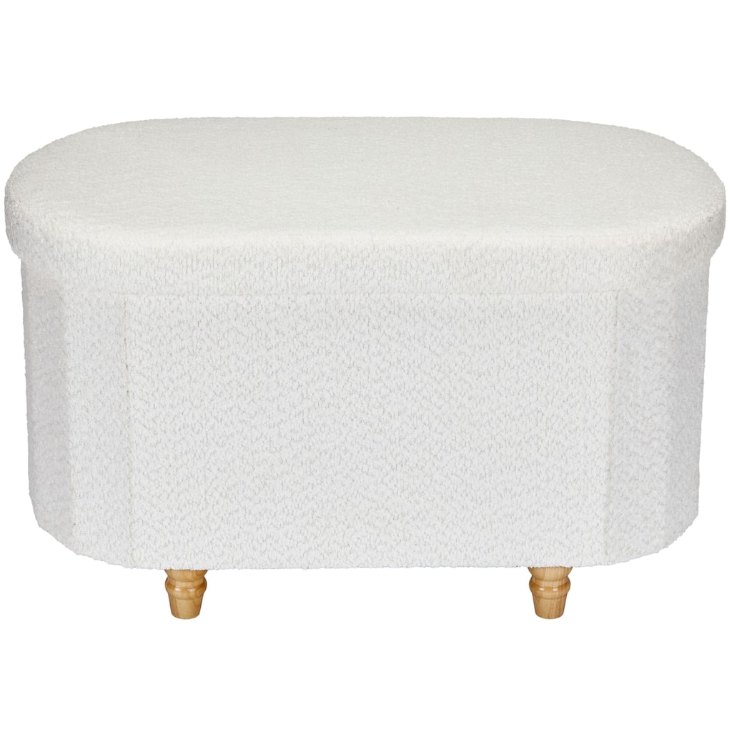 Ivory Boucle Storage Ottoman Bench with Hidden Storage and Seat Top