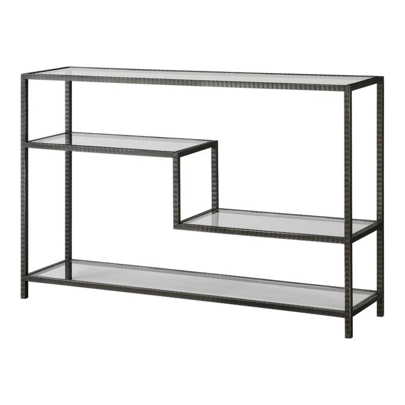 Uttermost Leo 52 Inch Wide Iron Console Table with Tempered Glass