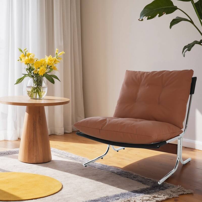 Faux Leather Chair with High Back