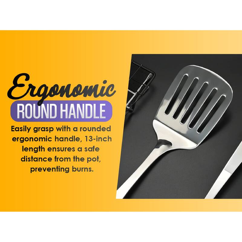 Stainless Steel Kitchen Serving Utensils, Cooking, Long Handle, Hanging Hole