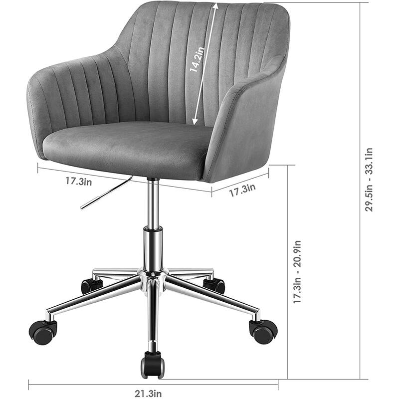 Modern Home Marceaux Modern Mid-Back Office Task Chair Stainless Steel Base, Height-Adjustable Rolling Accent Chair w/Wheels