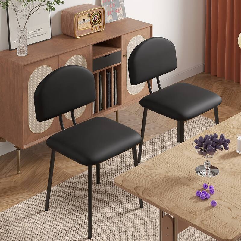 Javlergo Modern PU Leather Dining Chairs Set of 2 or 4 Upholstered Side Chairs Oval Back Compact Kitchen Chairs for Dining Room