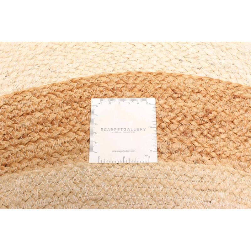 ECARPETGALLERY Braided Weave Palas Denizli Cream Jute Rug - 3'11 x 3'11