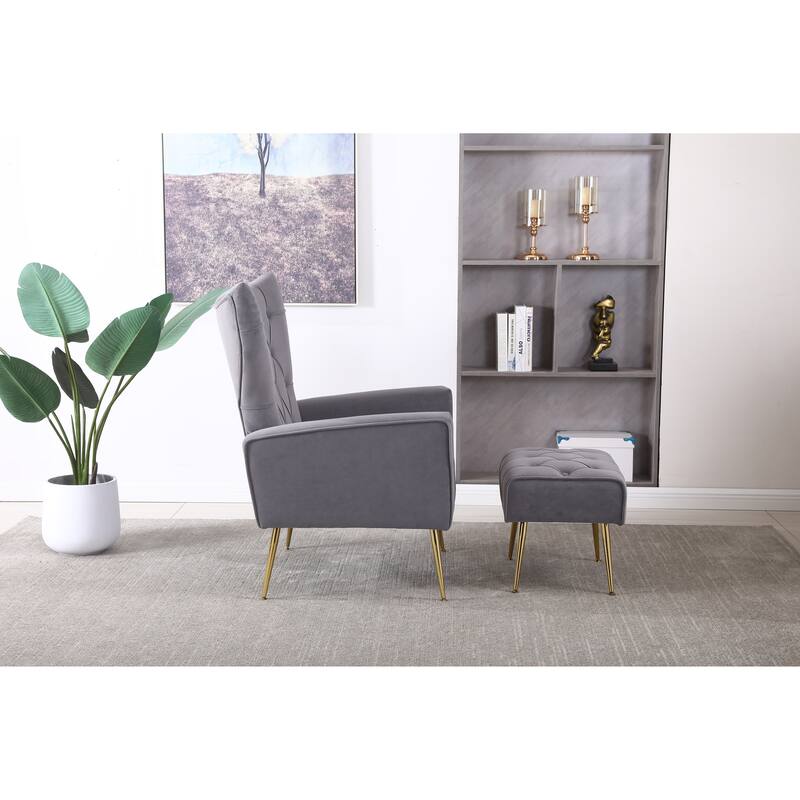 31.5" Velvet Button Tufted Arm Chair