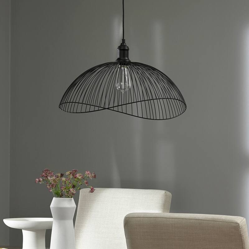 Sylvia River of Goods Metal Woven Curved Shade Double Hanging Pendant Light - 19.75" x 18.75" x 13.25/61.25"