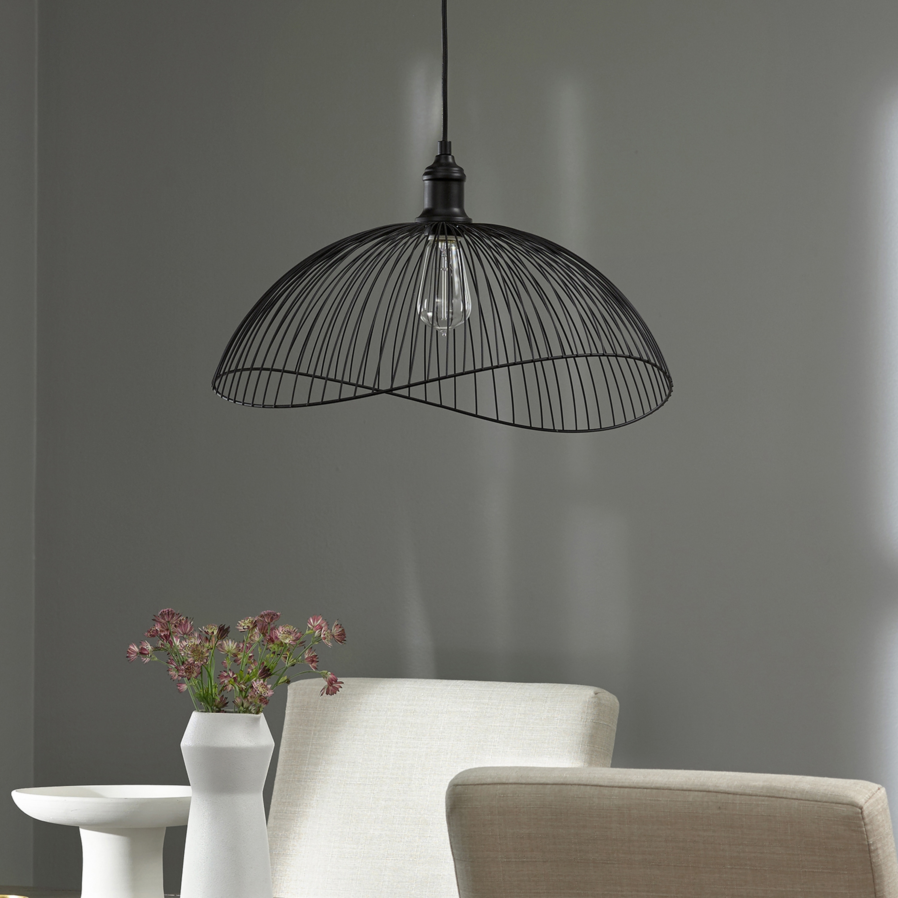 River of Goods Sylvia Metal Woven Curved Shade Double Hanging Pendant Light - 19.75" x 18.75" x 13.25/61.25"