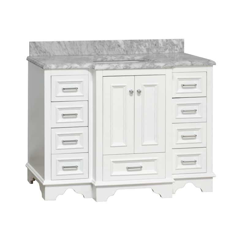 KitchenBathCollection Nantucket 48" Bathroom Vanity with Carrara Marble Top