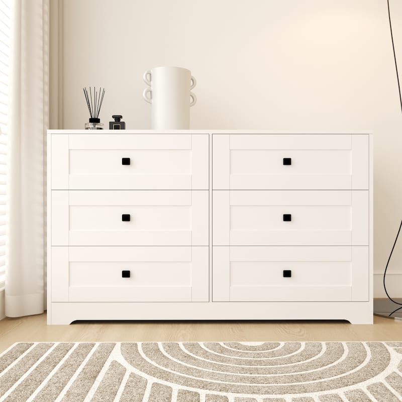Bedroom Dresser Modern Chest of Drawers Storage Organizer for Closet - White - 6-drawer