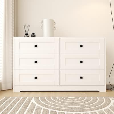 Chest Of Drawer With 6 Drawers White Color Farm Door