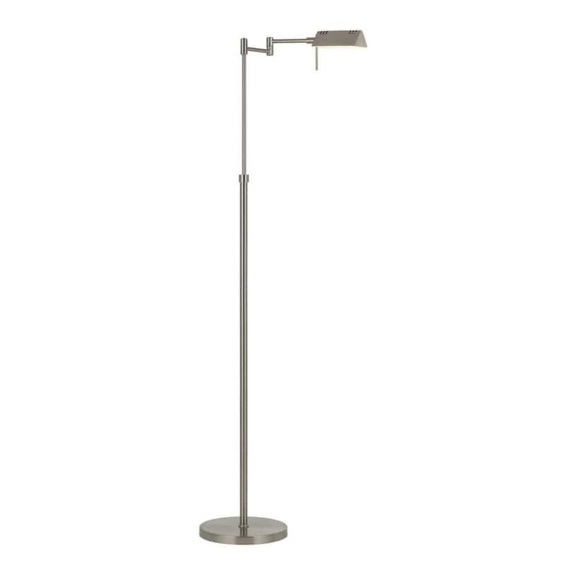 61" Nickel Metal Adjustable Swing Arm Floor Lamp With Gray Shade - 21.25" x 10" x 61"