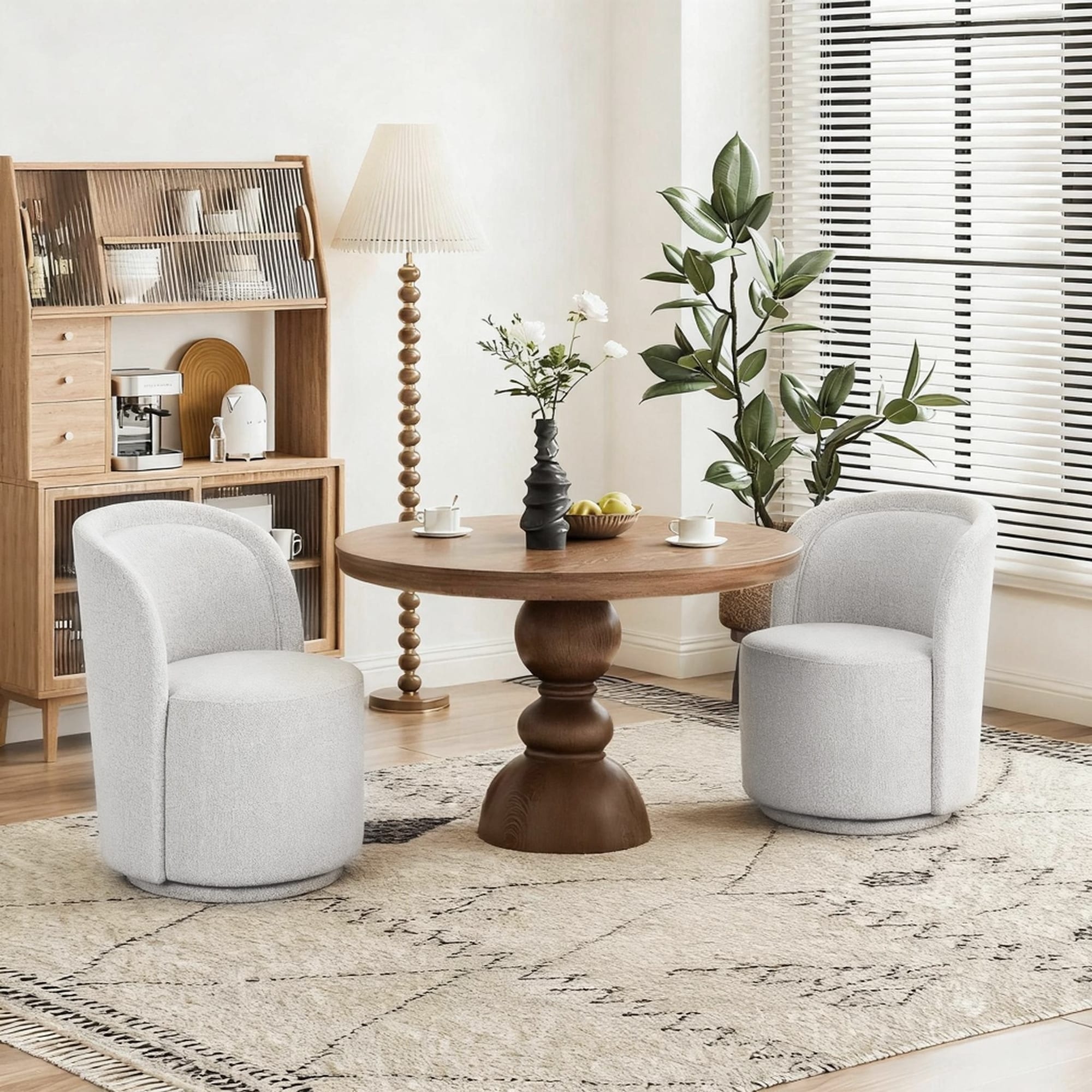 Modern Upholstered Chenille Swivel Barrel Dining Chair