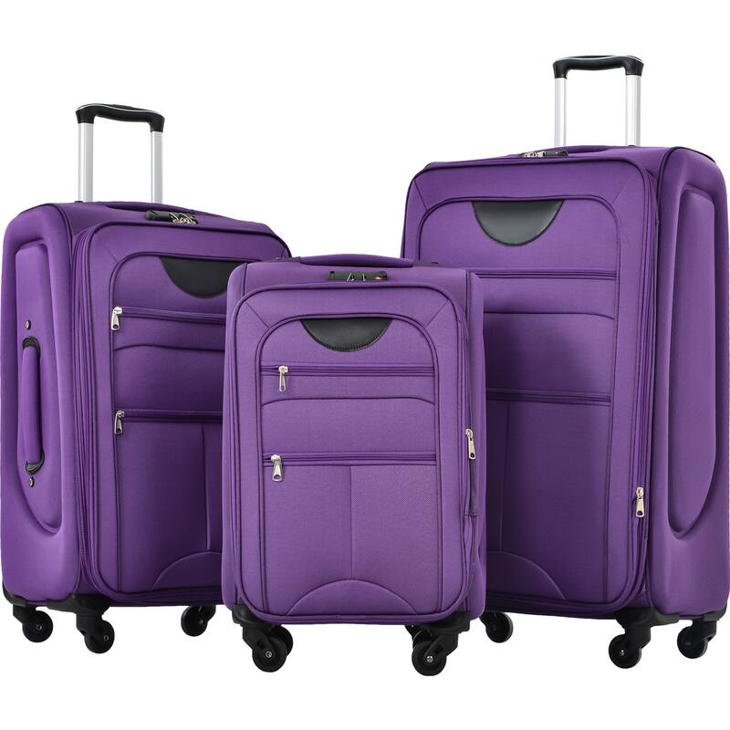 Polyester Softside 3 Piece Luggage Sets w/ Four Multidirectional