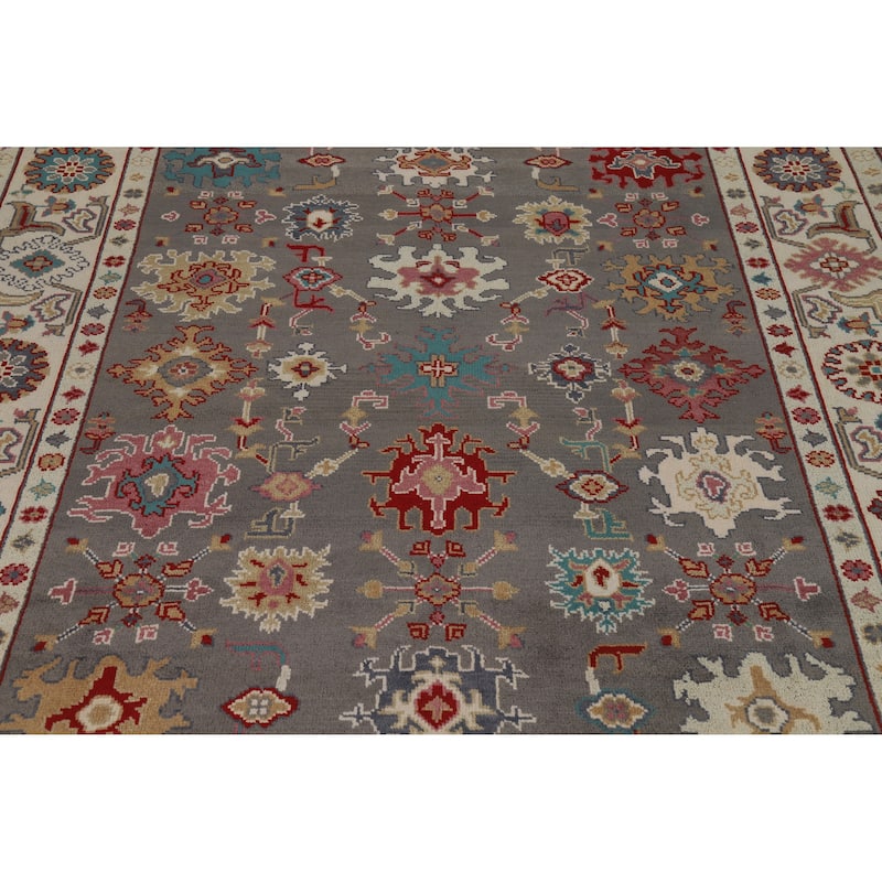 Hand Knotted Oriental 100% Wool Carpet Transitional All-Over Greys & Charcoal Oushak Area Rug - 10' 1'' X 8' 2''