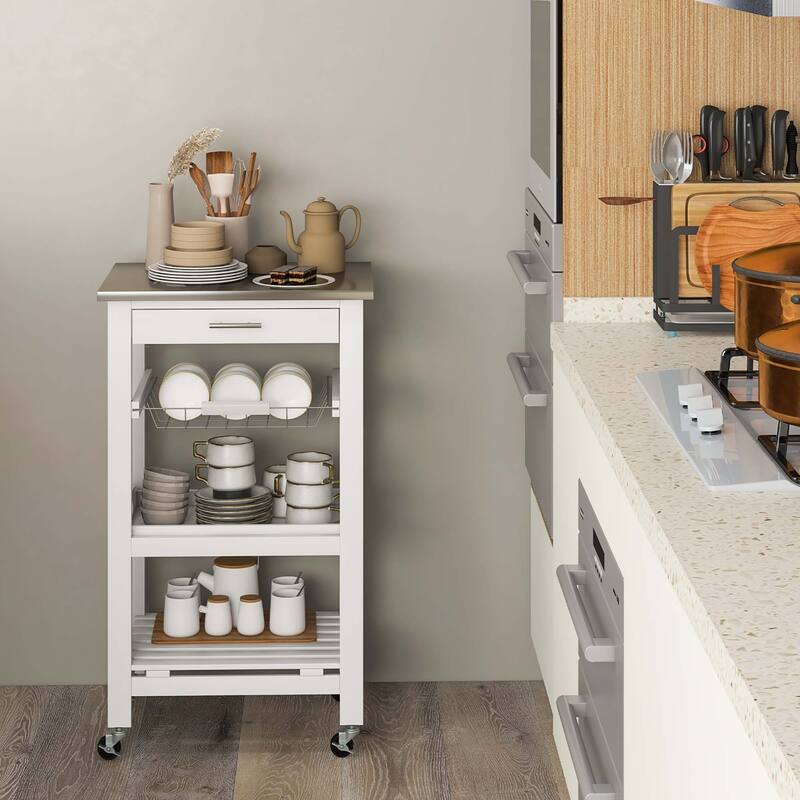 Costway Compact Kitchen Island Cart Rolling Service Trolley with