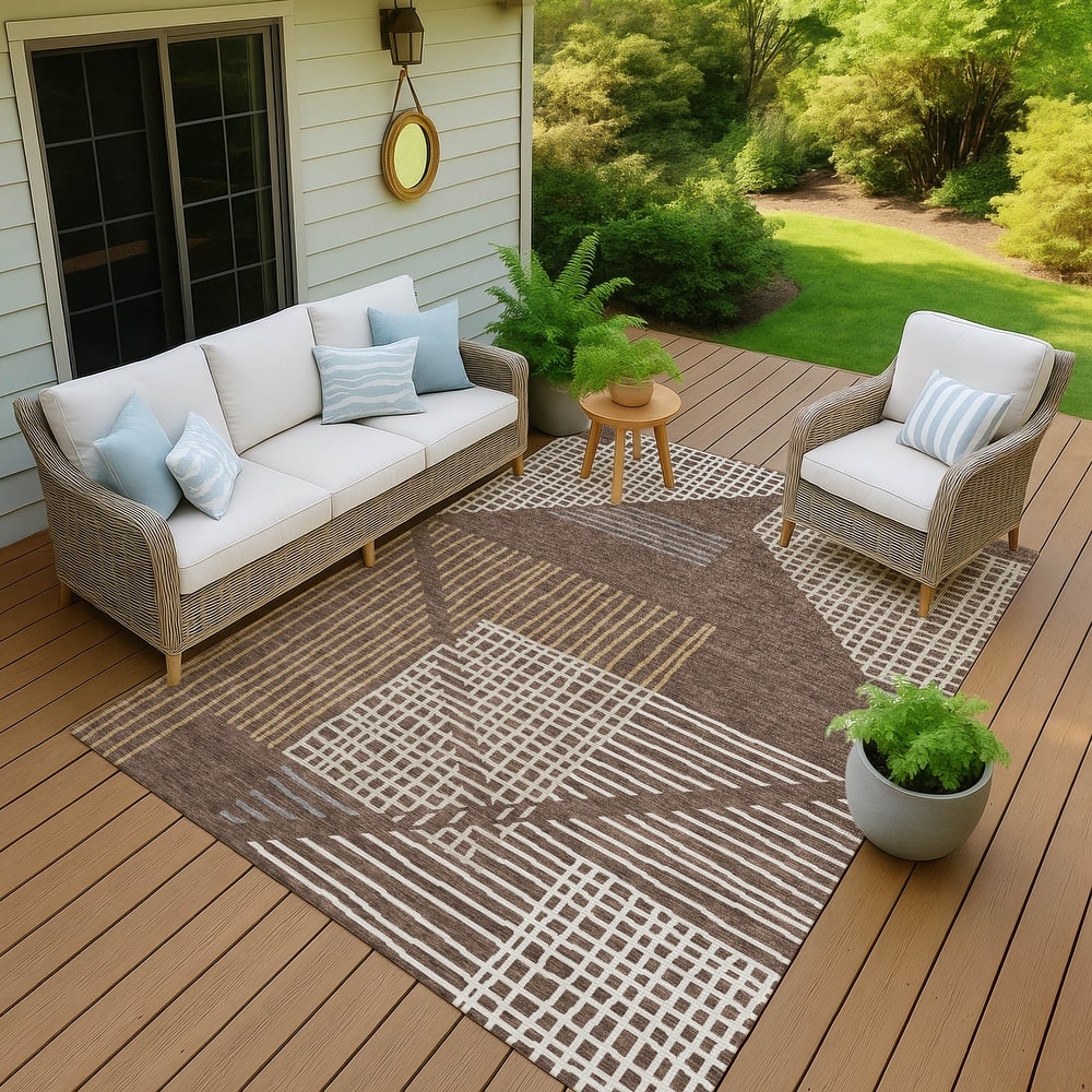 Machine Washable Indoor/ Outdoor Casual Contemporary Chantille Rug