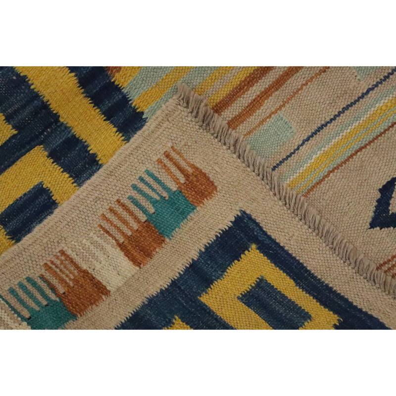 Hand Woven Oriental 100% Wool Carpet Southwestern Tribal Multi-Colored Kilim Area Rug - 6' 6'' X 4' 10''