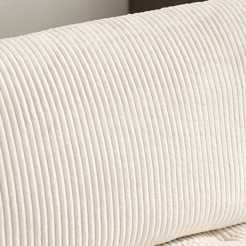 Ergonomic Lounge Modular Couch Corduroy Sectional Sofa with Deep Seat Ottoman Chaise and High-Rebound Thick Cushions