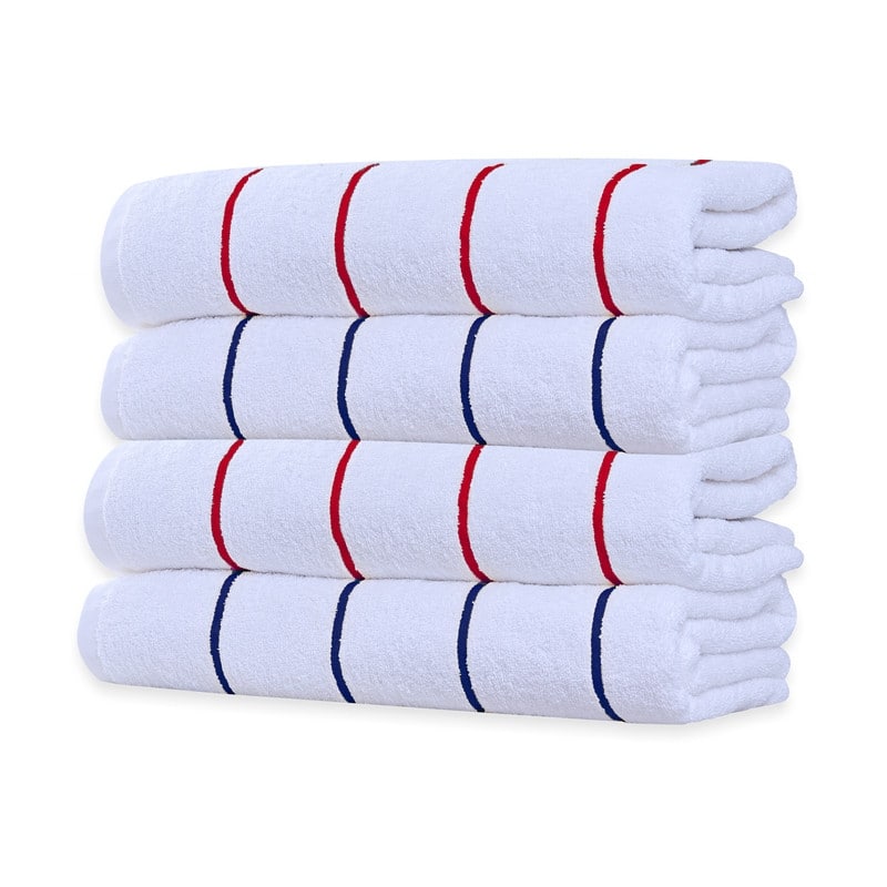 Pure Cotton Beach Towel Cabana Striped by Ample Decor- Set of 4 - 30 X 68 Inch