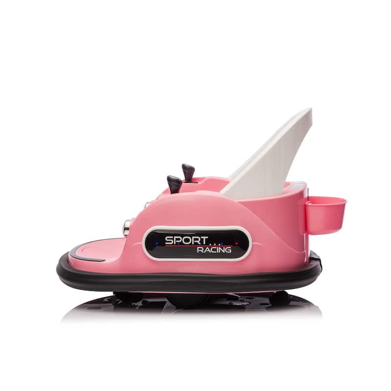 12V Kids Ride-On Bumper Car for Ages 1.5-5, Remote Control with Bluetooth & 360° Spin, Safety Belt - Pink
