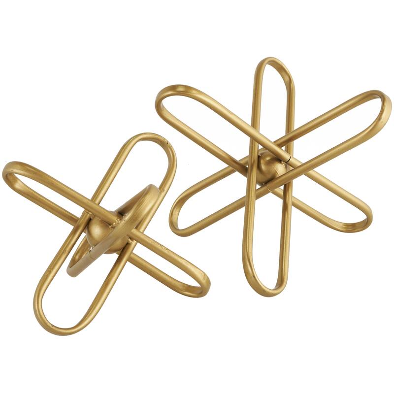 CosmoLiving by Cosmopolitan Gold Metal Linked Jack Decorative Sculpture with Orb Center (Set of 2)