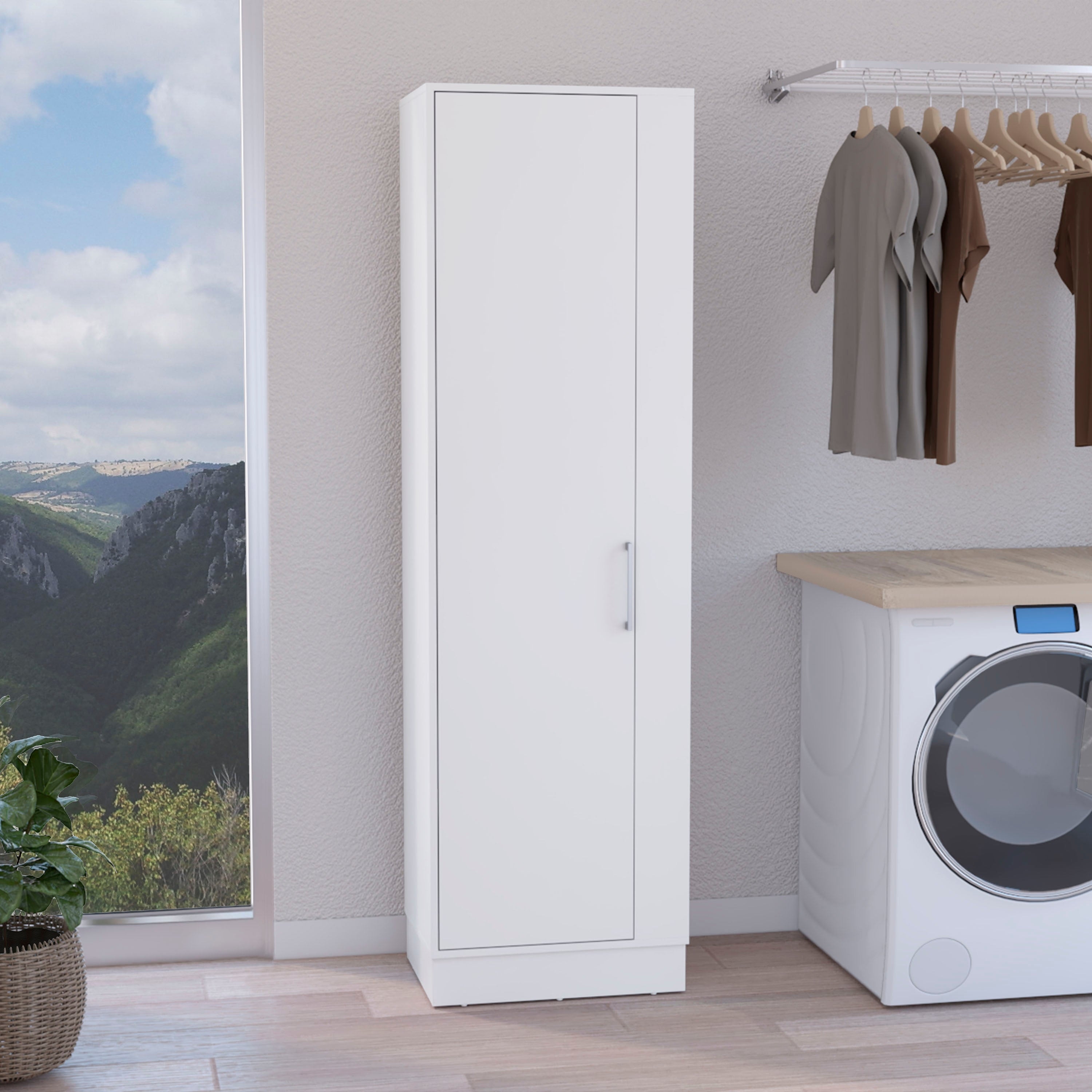 Broom top cabinet white