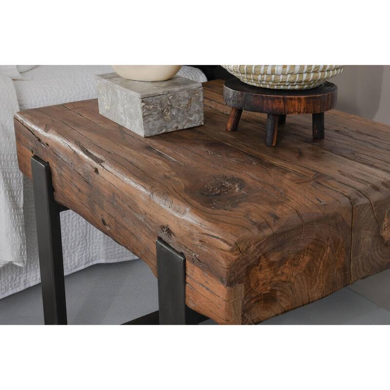 Classic Home Duarte 30" Industrial Reclaimed Solid Wood End Table