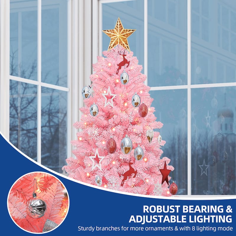 6/7.5 Ft Pink Spruce Artificial Christmas Tree