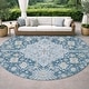 preview thumbnail 43 of 101, Machine Washable Indoor/ Outdoor Traditional Mankato Chantille Rug Teal - 8' x 8'