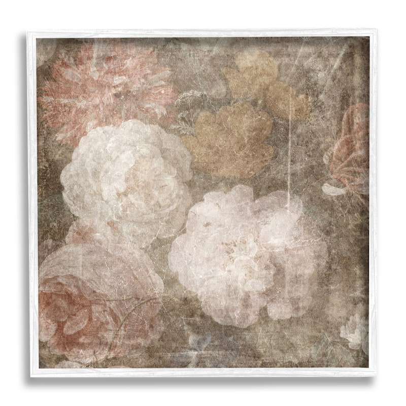 Stupell Vintage Peony Blooms Framed Giclee Art Design by LSR Design Studio - 24 x 24 - White