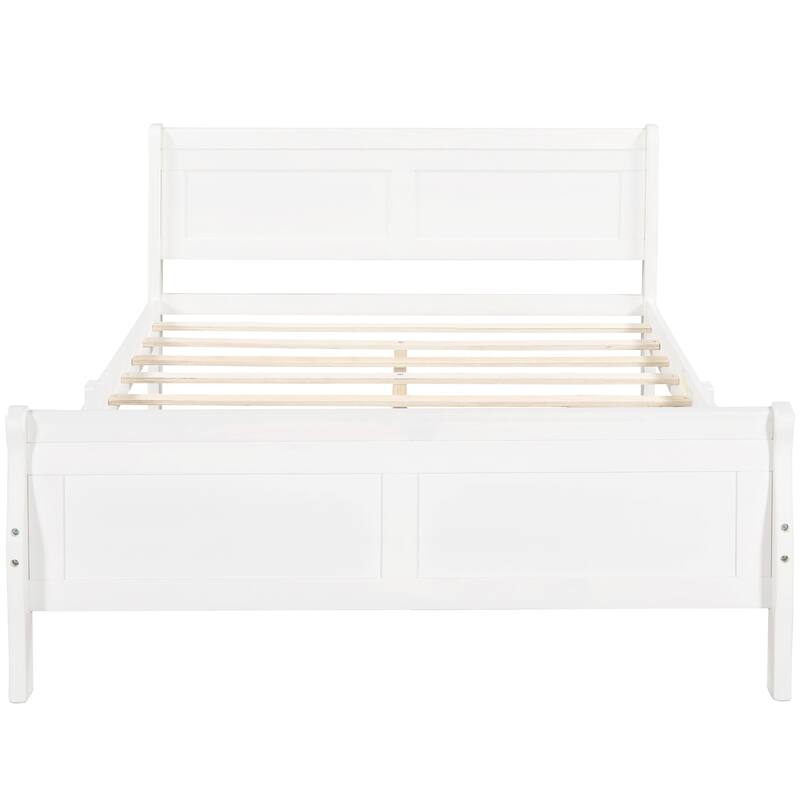 Classic Wood Platform Bed with Headboard and Footboard, Solid Wood Bed Frame, Easy to Assemble, No Box Spring Needed