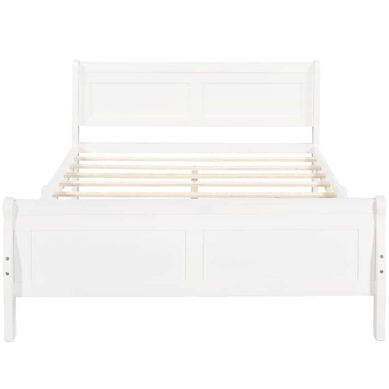 Queen Bed Frame with Solid Wood Construction, Headboard, and No Box Spring Needed