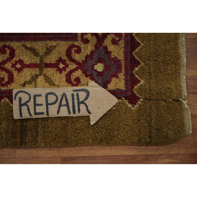 Hand Knotted Oriental 100% Wool Carpet Traditional Floral Green Agra Area Rug - 14' 10'' X 13' 1''