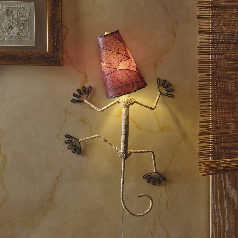 Gecko Wall Lamp Combo, Cocoa Leaves Shade, 16 x 7 x 24 in. - 16 x 7 x 24