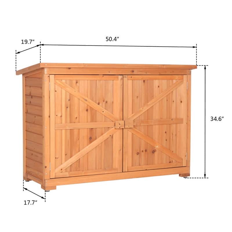 50" W Outdoor Wooden Storage Box Cabinet