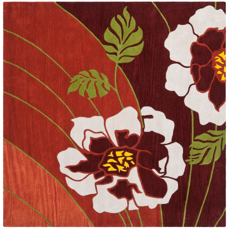 SAFAVIEH Handmade Martine Brown New Zealand Wool Rug - 6' Square - Brown/Multi