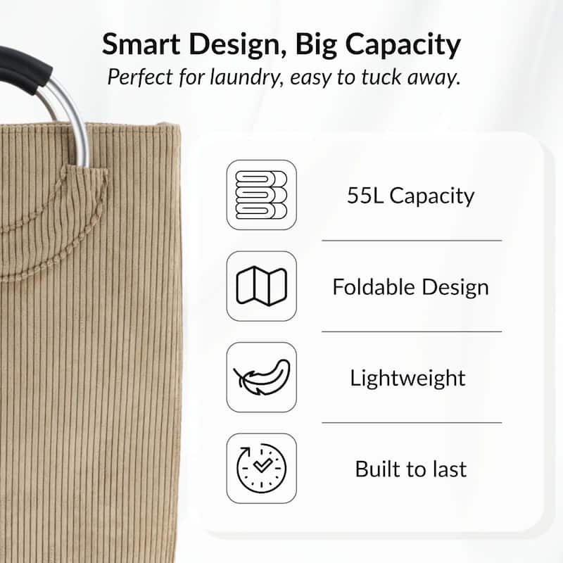 Corduroy Laundry Basket 55L - 14 L x 12 W x 25 H
