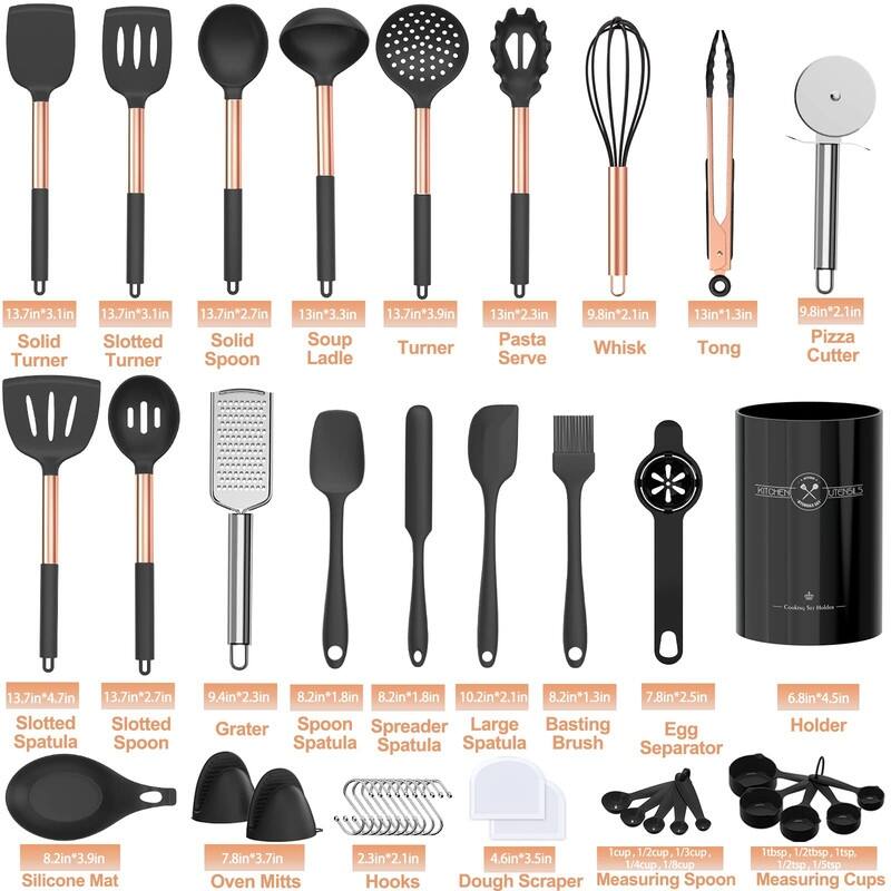 Silicone Kitchen Cooking Utensils Set-Umite Chef 43 pcs Heat Resistant Kitchen Utensils