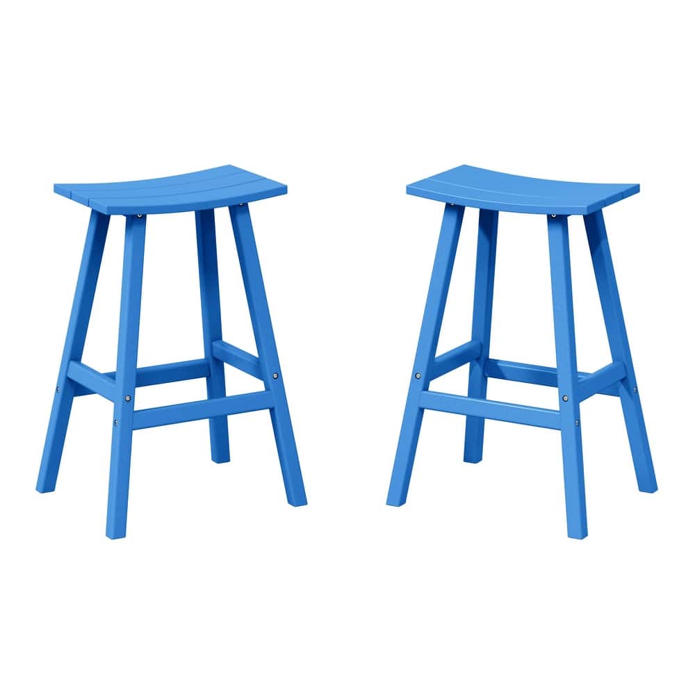 Laguna Hdpe All Weather Outdoor Patio 29" Saddle Seat Bar Stool (Set Of 2)