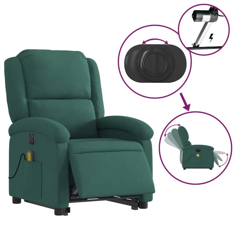 vidaXL Stand up Massage Recliner Chair Power Lift Wingback Armchair Velvet