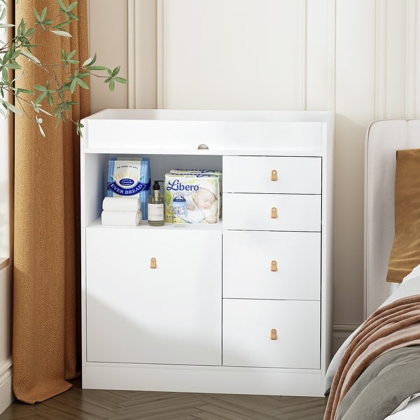 Baby Changing Table Dresser Nursery Dresser Chest Changing Station - White Baby Changing Table Dresser Nursery Dresser Chest Changing Station - White