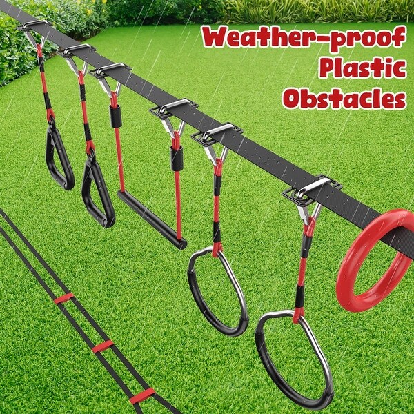 50 FT Ninja Warrior Obstacle Course for Kids,Tree Slackline