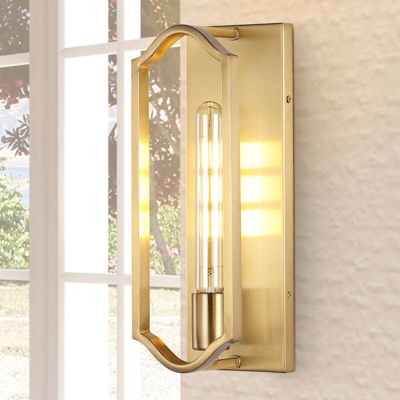 Emilia 4.75" 1-Light Modern Bohemian Iron LED Sconce, by JONATHAN Y - Brass Gold