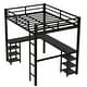 preview thumbnail 7 of 12, Full Metal Loft Bed with Desk and Shelves, Loft Bed with Ladder and Guardrails, Loft Bed Frame for Bedroom