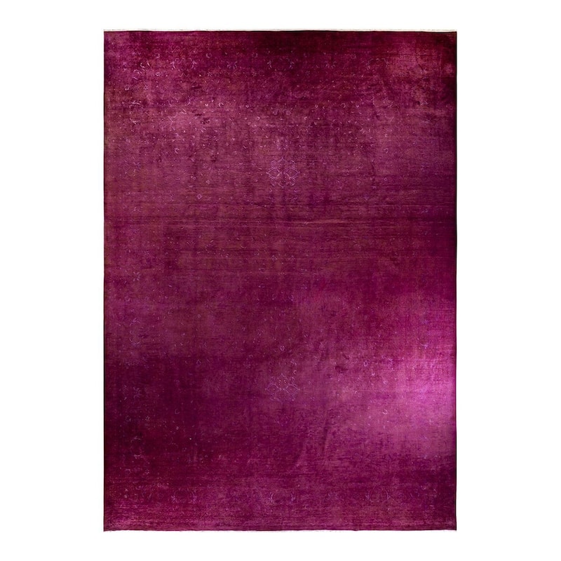 Overton Hand Knotted Wool Vintage Inspired Modern Contemporary Overdyed Red Area Rug - 12' 3" x 17' 5"